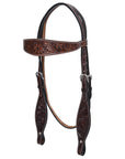 HILASON Western Horse Headstall Breast Collar Tack Genuine American Leather Floral Dark Brown