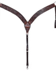 HILASON Western Horse Headstall Breast Collar Tack Genuine American Leather Floral Dark Brown