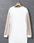 Sequin Patchwork Puff Sleeve Mini Dress