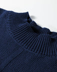 Solid Front Seam Drop Shoulder Sweater