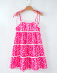 Floral Ric-Rac Tie Strap Sleeveless Mini Dress