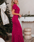 Sequin One Shoulder Thigh High Split Bodycon Gown
