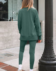 Solid Oversize Sweatshirt and Ribbed Leggings Set