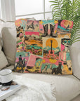 Baha Ranch Retro Pop Western Collage Pillow Case Made in America
