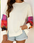 Anika Seam Patchwork top Long Sleeve Top