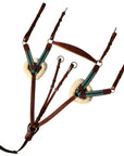ExionPro 5 Point Breastplate with Sheepskin Padding - Green Elastic & White Lines