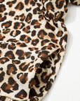 Leopard Stripe Trim V-Neck Mini Dress