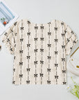 Bow Textured Short Puff Sleeve Top