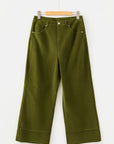Solid Corduroy High Waist Wide Leg Pants