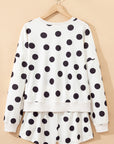 Polka Dot Pullover and Drawstring Shorts Set