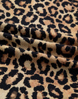 Leopard Frilled Stripe Trim Long Sleeve Shirt