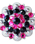 Black Hot Pink Crystals Berry Headstall Saddle Tack Hilason