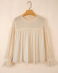 Mayaevi Sleeve Chiffon Blouse Long Sleeve Top