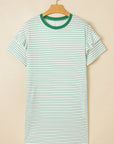 Stripe Ruffle Sleeve Crewneck T-Shirt Mini Dress