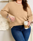 Plus Size Leopard Bow Split Cuff Sweater