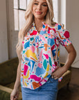 Harper Shirred Short Sleeve Blouse