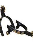 Hilason Black Steel Youth Spurs Engraved German Silver Hearts Solid Brass Rowel