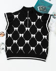 Bow Quarter-Zip Short Sleeve Sweater