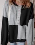 Colorblock Crewneck Henley Sweatshirt