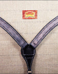 HILASON Western Horse Headstall Breast Collar Set Tack Genuine American Leather Barb Wire Rough Out Black