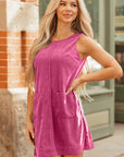 Solid Corduroy Sleeveless Pocketed Mini Dress
