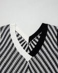 Chevron Contrast V-Neck Sleeveless Sweater Top