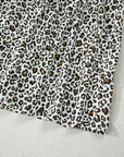 Plus Size Leopard Contrast Trim Puff Sleeve Blouse