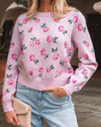 Floral Drop Shoulder Cropped Sweater