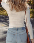Ribbed Knit Reverse Seam Long Sleeve Top