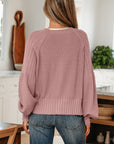 Textured Knit Button Front V-Neck Cardigan