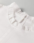 Frilled Round Neck Puff Sleeve Mini Dress