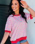 Stripe Drop Shoulder Short Sleeve T-Shirt