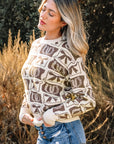 Western Bows & Horseshoes Long Sleeve Sweater