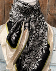 35X35" Black & Cream Paisley Wild Rag / Scarf WR3407