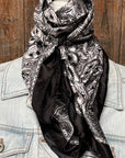 35X35" Black & White Paisley Wild Rag / Scarf WR3401