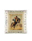 Baha Ranch Vintage Rodeo Stamp Throw Pillow Made in America