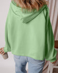 Kate Fleece Lined Half Zipper Kangaroo Pockets Loose Hoodie