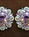 1.5 Inch Amythyst Rose Crystals Berry Silver Bling Saddle Cowgirl Hilason