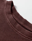 Waffle Knit Patchwork Long Sleeve Top