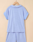 Stripe Polo Shirt and Drawstring Shorts Set