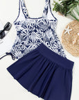 Colorblock Tankini Top and Skort Swim Set