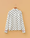 Polka Dot Collared Long Sleeve Buttoned Shirt