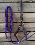 Purple Honeycomb Tooled Lariat & Leather Combo Halter