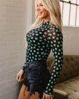 St Patrick Shamrock Mesh Long Sleeve Bodysuit