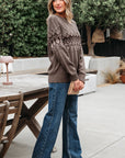 Alana Western Geometric Patterned Crew Neck Knitted Sweater