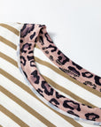 Stripe Leopard Patchwork Round Neck T-Shirt