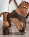 Skylar Pu Leather Wedge Slippers