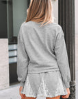 Lace Patchwork Pullover and Drawstring Skort Set