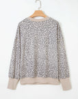 Leopard Patchwork Crew Neck Sweatshirt