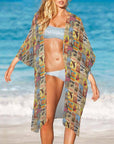 Baha Ranch Vintage Rodeo Poster Duster Kimono Coverup Women's Long Cover Up